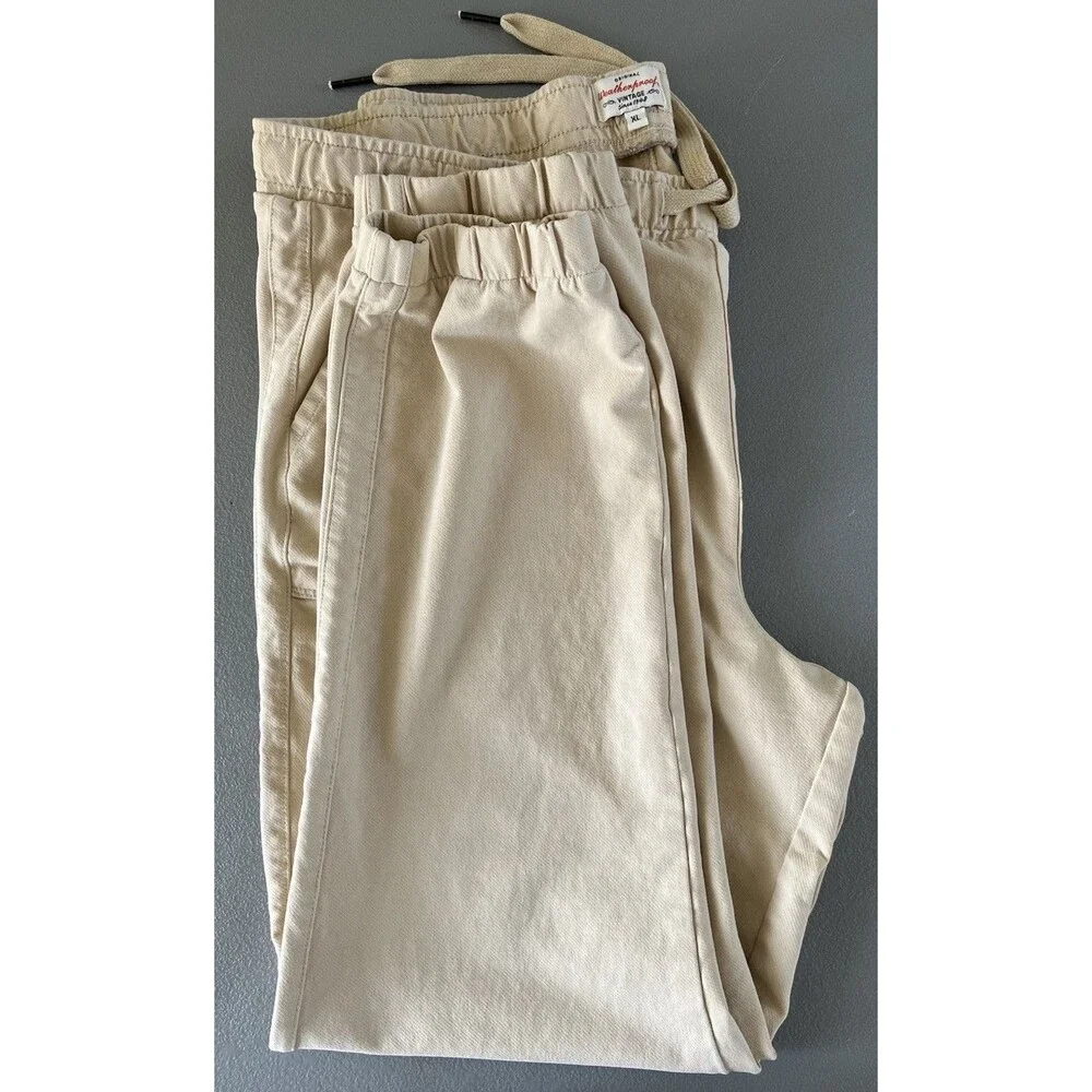 Weatherproof Vintage Men’s Cotton Stretch Jogger Pants Beige Khaki Size XL